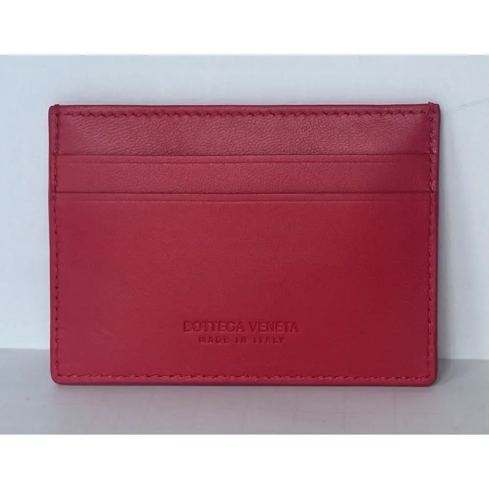 Bottega Veneta Intrecciato Quilted Leather Card Holder Red 701446 IT NWT $420